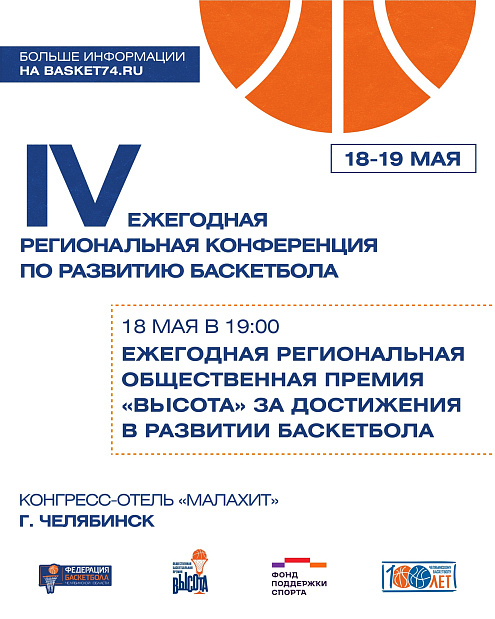 IV Ежегодная региональная конференция по развитию баскетбола 18-19 мая.