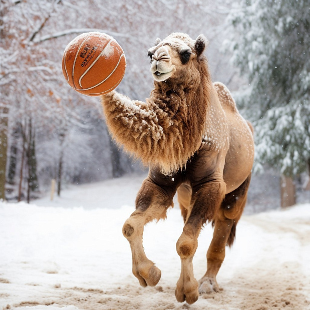 Даже верблюд играет в баскетбол 