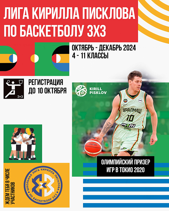 Лига Кирилла Писклова по баскетболу 3х3, 10 - 11 класс (1 сентября 2006 г.р. и младше) 16-17 лет